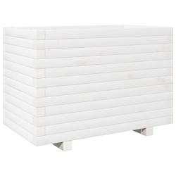 Helloshop26 - Jardinière bac lit surélevé plantes fleurs terrasse jardin 70 x 40 x 49,5 cm bois de pin massif blanc 02_0037790 - 3000217628797_0