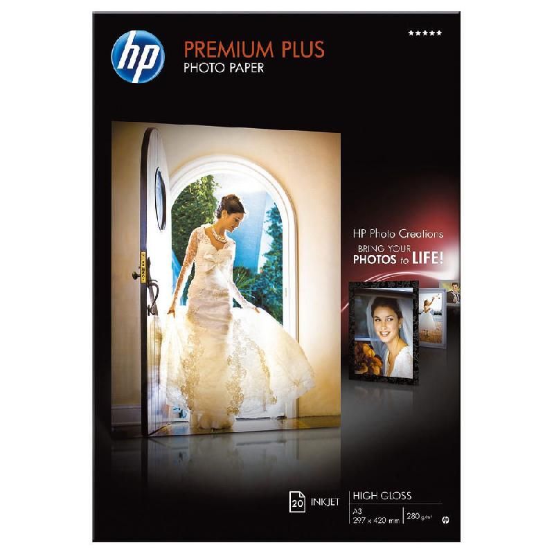 HEWLETT PACKARD PAPIER PHOTO A3 BRILLANT DE 300 G/M² - 20 FEUILLES