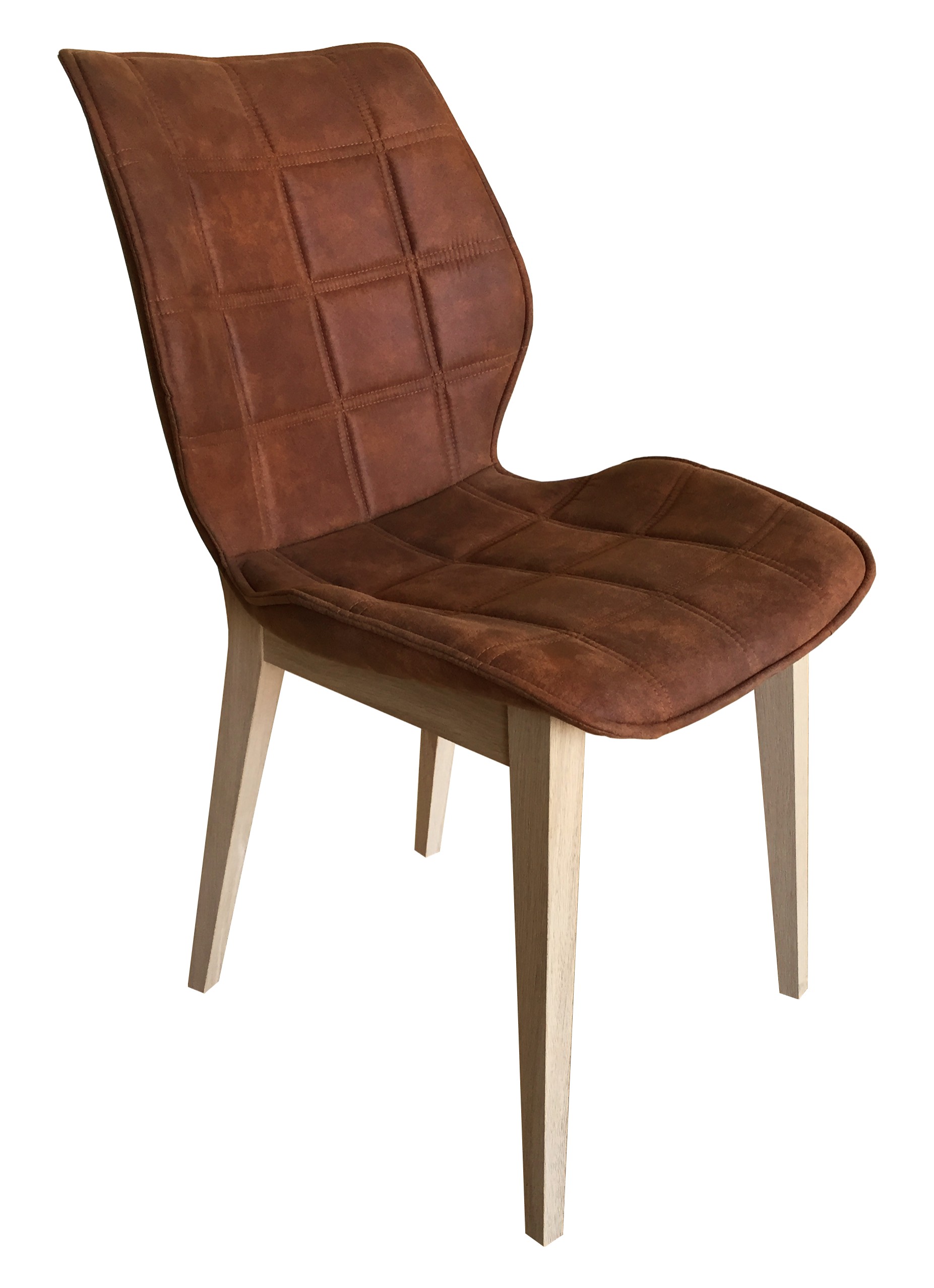 Lot de 2 chaises adele en chene massif naturel et tissu marron vieilli_0
