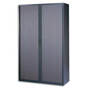 Mt international armoire haute métal monobloc corps et rideaux anthracite 4 tablettes - dim. 120x198x43cm_0