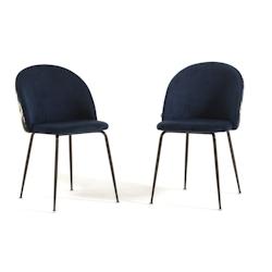 RATTATAN Lot de 2 chaises en velours décoratif d’intérieur, pieds en métal, design élégant pour cuisine, salle à manger, restaurant – Sara _0