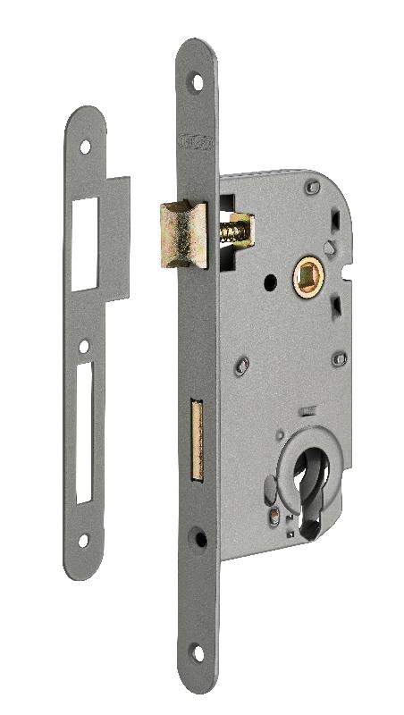 SERRURE ENCASTRABLE POUR PORTE D'ENTRÉE AXE À 50 MM, COFFRE ÉPAISSEUR 10 MM À CYLINDRE GRIS MÉTAL V/BR_0