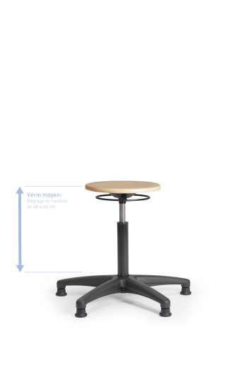 Tabouret assise bois - Réglage circulaire - Vérin moyen - Réf : TABBOISPRCVMP_0