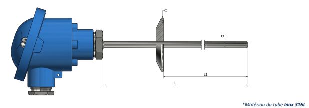 Thermocouple avec tête de raccordement - Montage sanitaire Tri-clamp - Type TH31_0