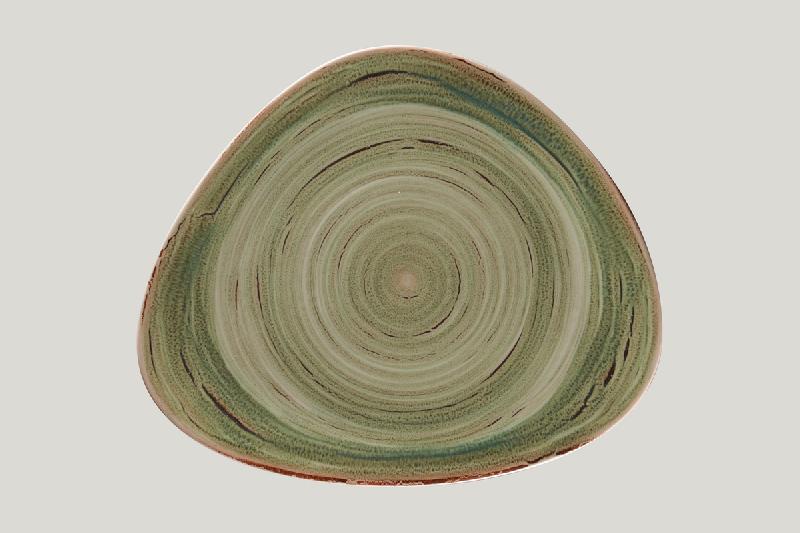ASSIETTE COUPE PLATE TRIANGULAIRE VERT PORCELAINE 31,7X26,6 CM RAKSTONE SPOT