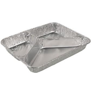 100 PLATEAUX REPAS JETABLES À 3 COMPARTIMENTS EN ALUMINIUM