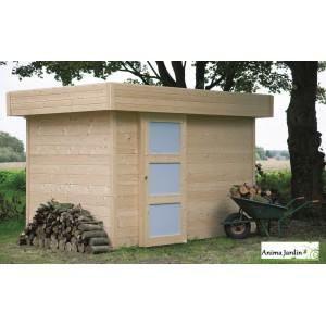 Abri de jardin en bois 28 mm - Oslo S8216 - toit plat moderne, sans plancher_0