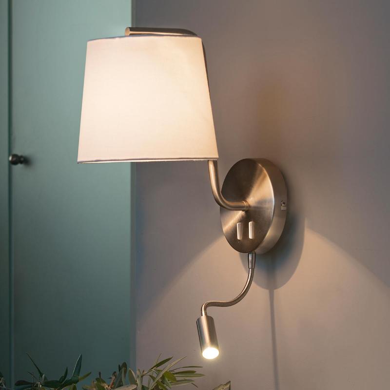 FARO BARCELONA APPLIQUE MURALE TEXTILE BERNI AVEC LAMPE DE LECTURE LED