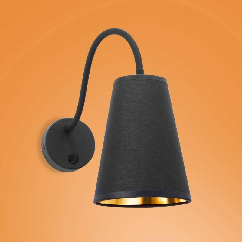 TK LIGHTING APPLIQUE WIRE, NOIRE/DORÉE