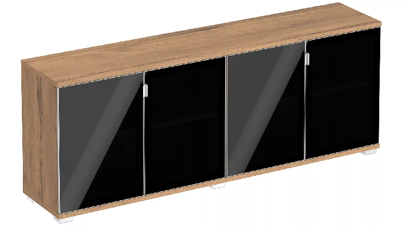 Armoire 4 portes verre 6 étagères (L : 200 cm x P : 42 cm x H : 147 cm) So Laroya_0
