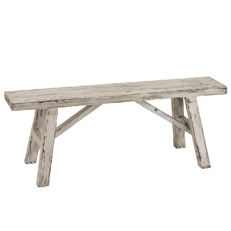 BANC RECTANGULAIRE BYZO EN BOIS BLANC DÉLAVÉ._0