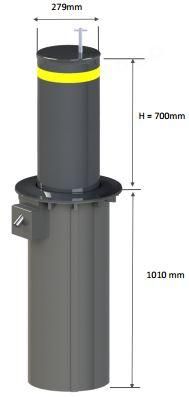 Borne escamotable semi-automatique en acier ou inox - vérin à gaz renforcé - SUMO-AB 700 MANU - Citinnov_1