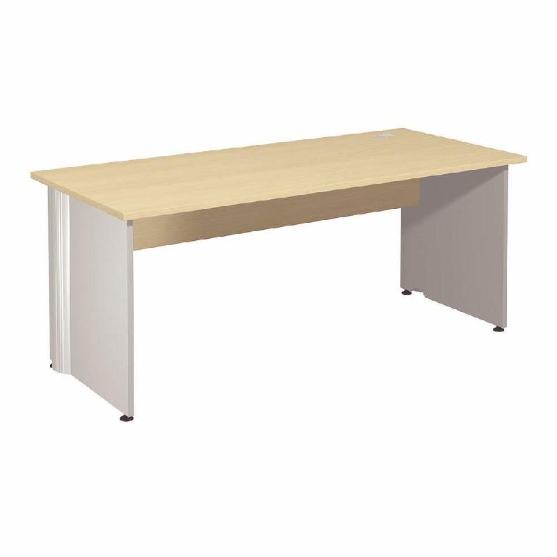 BUREAU DROIT ACTIVITY - L. 180 X P. 80 CM - PLATEAU HETRE - PIEDS PLEINS ALUMINIUM