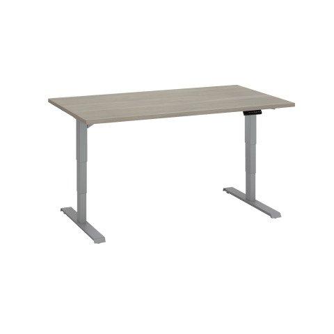 BUREAU RÉGLABLE EN HAUTEUR ÉLECTRIQUE CHÊNE GRIS ECLA ERGO PREMIUM 140 X 80 CM PIEDS ALUMINIUM