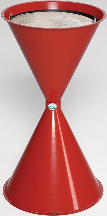 Cendrier sur pied rouge - D400xH730 mm - tôle acier VAR avec tamis galvanisé et réducteur_0
