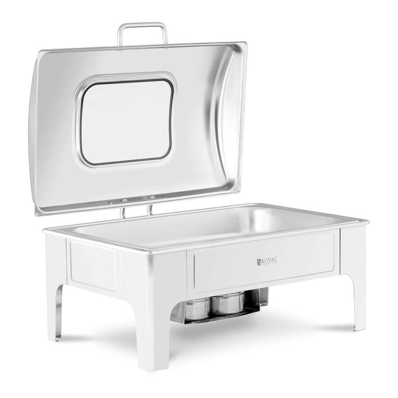 Chafing dish 8,5 litres - 2 brûleurs - Acier inoxydable avec hublot - Design élégant et durable_0