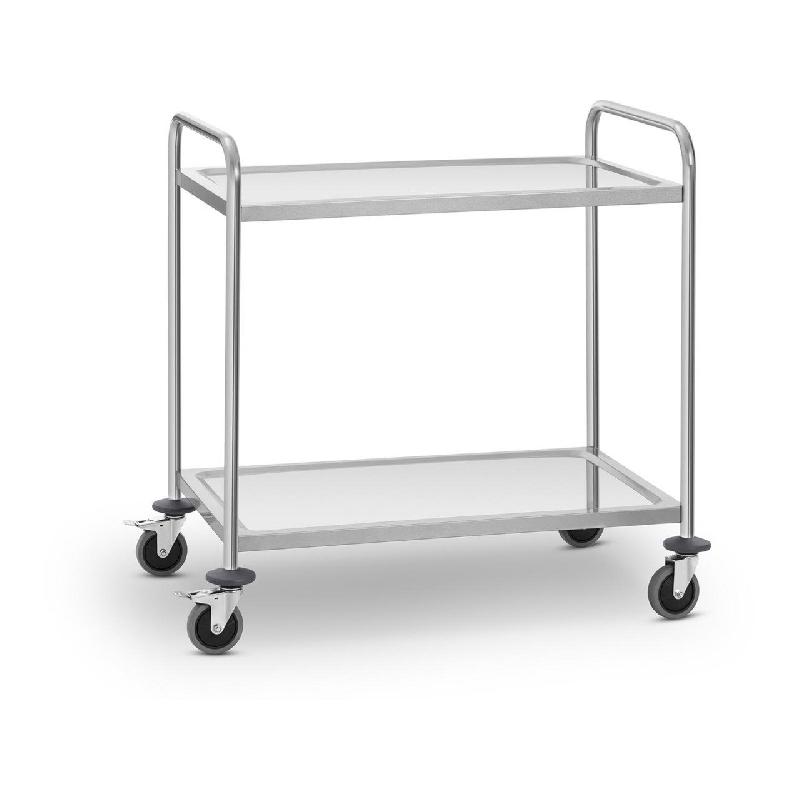 Chariot de service en inox - 2 plateaux - 120 kg - roues TPR - 14_0000951_0