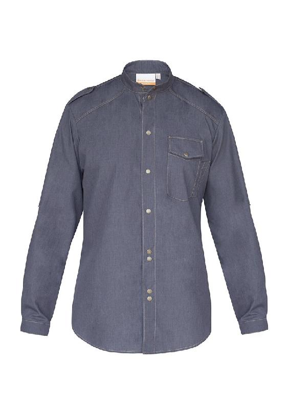 CHEMISE DE CUISINIER POUR HOMME, STYLE JEANS, NOIR VINTAGE, TAILLE : 48