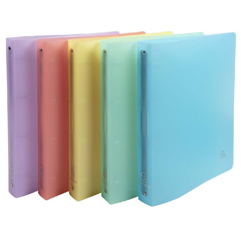 CLASSEUR 4 ANNEAAUX EN POLYPROPYLENE EXACOMPTA CHROMALINE - A4 - DOS  4 CM - COLORIS ASSORTIS PASTEL - LOT DE 5