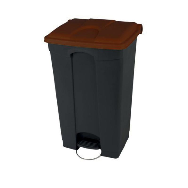 Collecteur à pédale de déchets avec couvercle - Brun - 90 l_0
