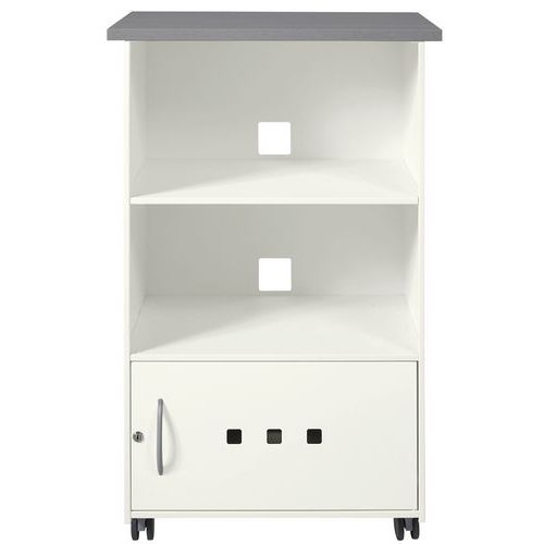 DESSERTE MOBILE IGOR 1 PORTE FERMÉE STRUCT.MÉTAL BLANC GRIS
