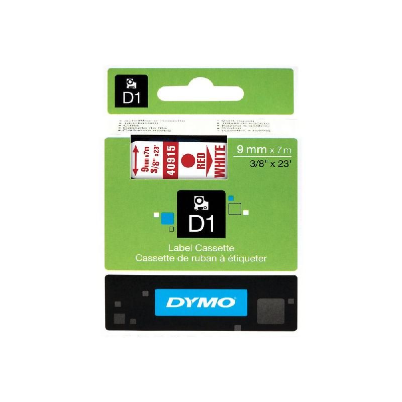 DYMO RUBAN TITREUSE DYMO D1 - ÉCRITURE ROUGE / FOND BLANC - 9 MM X 7 M - MODÈLE S0720870