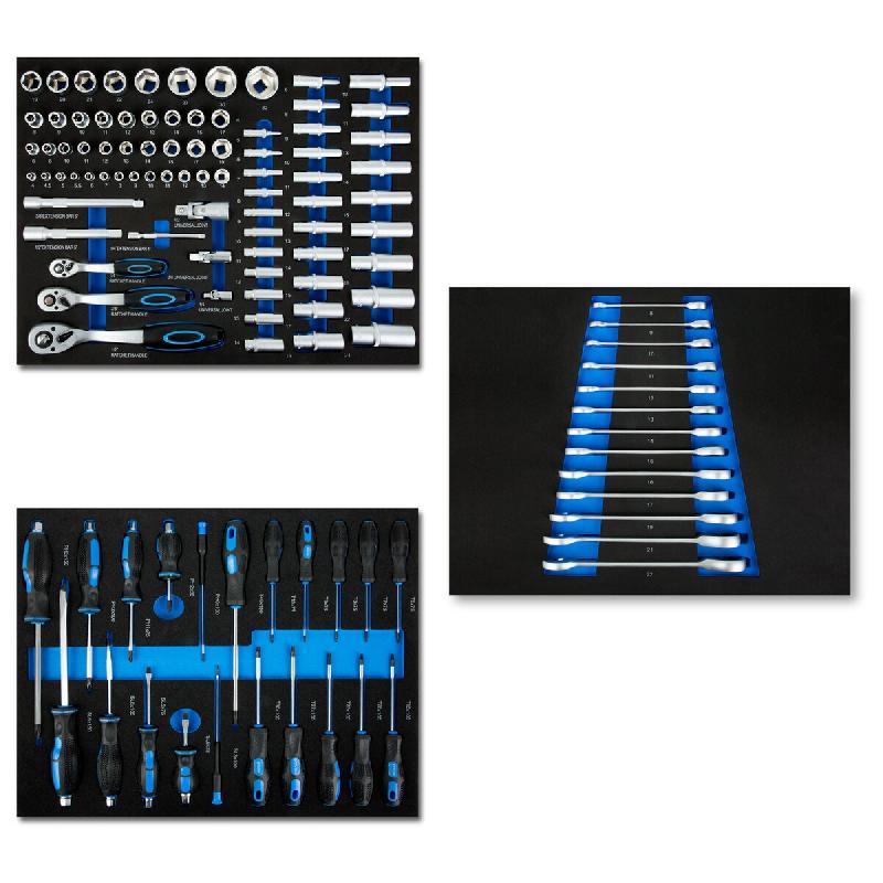 EBERTH Set doutils pour servante datelier (114 pièces, carbure de tungstène, poignées ergonomiques, inserts doutils étiquetés en mousse) - bleu m_0