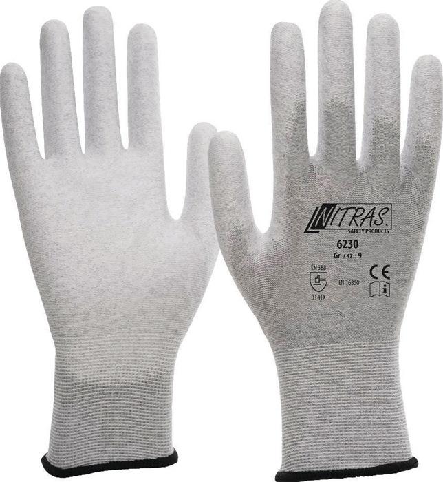 Gants antistatiques NITRAS 6230 - taille 9 gris/blanc - EN 388, EN 16350 - catégorie EPI II_0