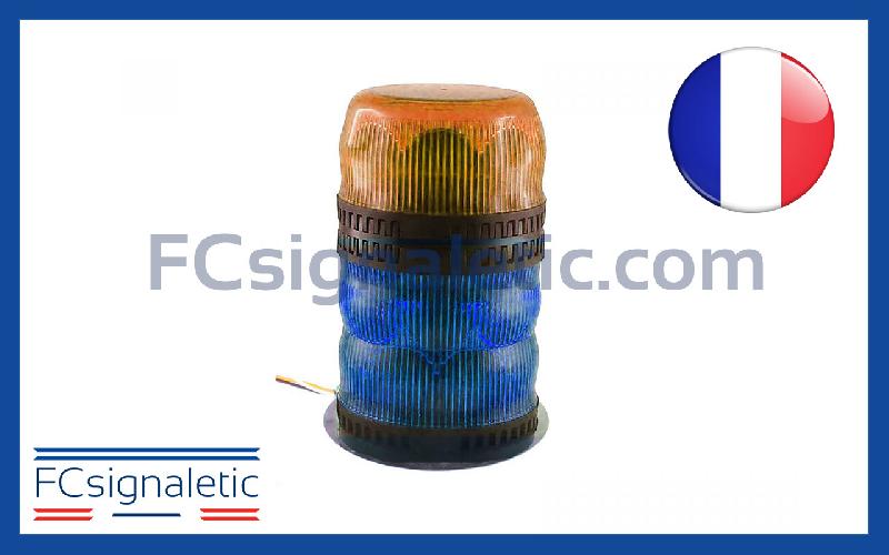 Gyrophare Gyroled KOMBI bleu classe 2 flash, orange classe 1 flash embase magnétique prise allume cigare STANDBY MERCURA_0