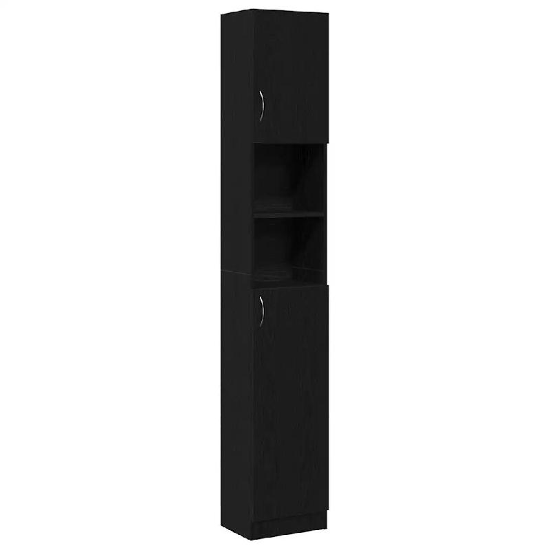 Helloshop26 - Armoire de salle de bain bois d'ingénierie avec grand espace de rangement moderne 32 x 25 x 190 cm en bois noir 02_0051793 - noir Bois_0