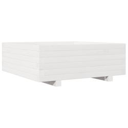 Helloshop26 - Jardinière bac lit surélevé plantes fleurs terrasse jardin 70 x 70 x 26,5 cm bois de pin massif blanc 02_0037811 - 3000217631315_0