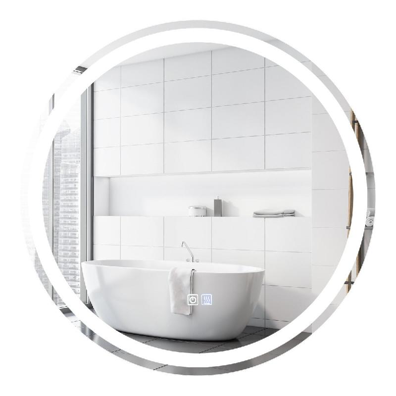 Helloshop26 - Miroir de salle de bain LED rond 60 cm avec fonction anti-buée et éclairage réglable style contemporain en verre 20_0019644 - 3000233_0