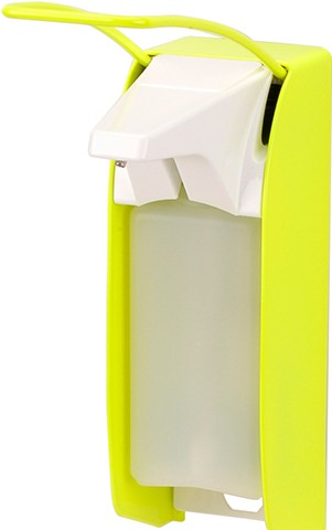 Distributeur de savon - aluminium laqué jaune - 500 ml - levier long - pompe amovible en acier inoxydable - dosages réglables_0