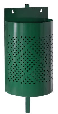 POUBELLE SUR POTELET À SCELLER DEMI-RONDE 45 LITRES VERT FONCÉ 6005 - MANUTAN COLLECTIVITÉS