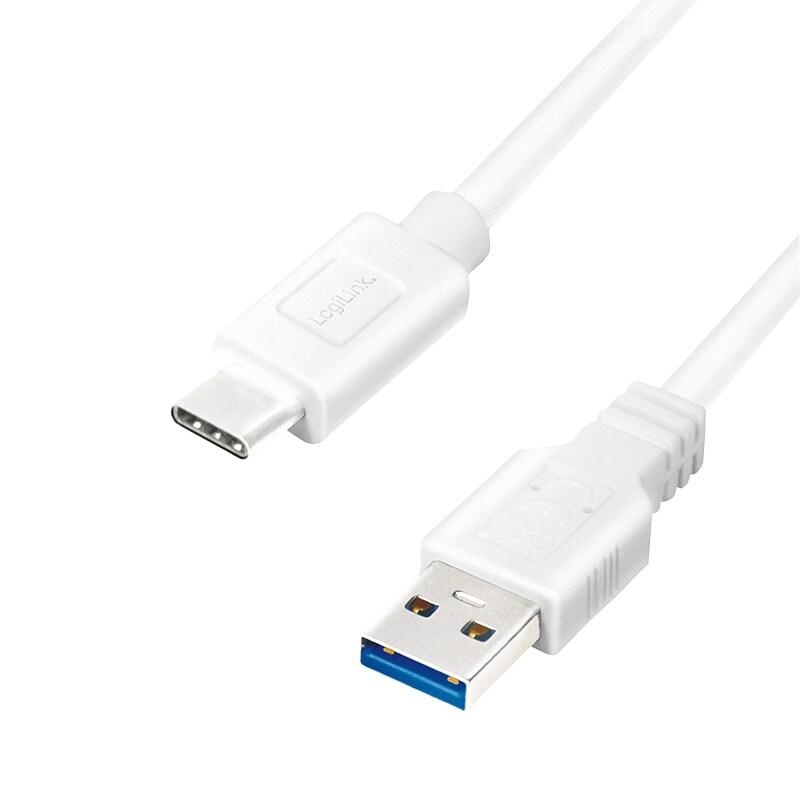 LogiLink Câble USB 3.2, USB-A - USB-C, 1,0 m, blanc, 1 m - blanc 4052792055238_0