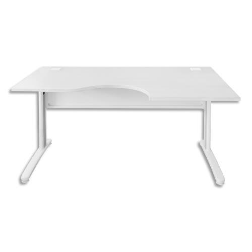 Bureau compact MT International - retour droit - pieds L blancs - dimensions : L160 x H73 x P80/100 cm_0