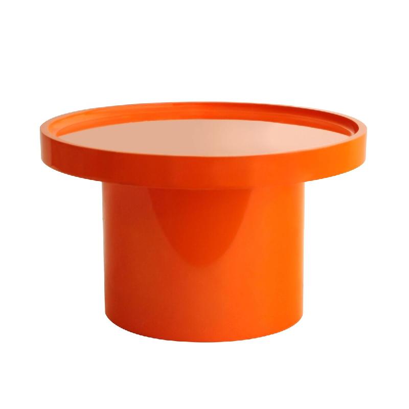 Oviala Business Table basse ronde 50 cm en MDF effet laqué orange - orange Bois manufacturé 114320_0