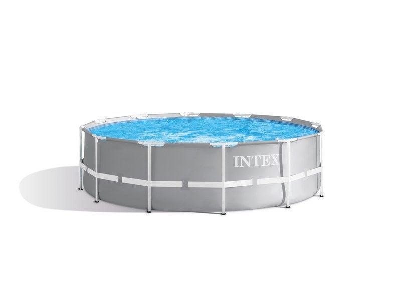 Piscine tubulaire INTEX Prism Frame ronde - Diamètre 3,66m x Hauteur 1,22m - PVC - Gris clair uni_0