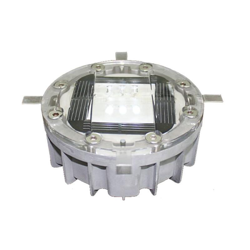 Plot routier solaire - coque aluminium - 3 LED clignotantes - réf : 120005_0