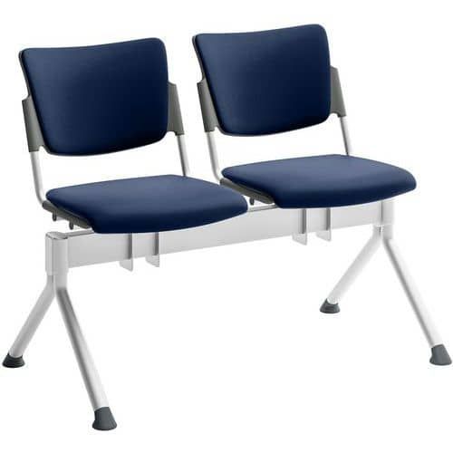 POUTRE CAMPUS TAPISSÉE TISSU VISITEUR-2 PLACES-BLEU FONCÉ - QUADRIFOGLIO