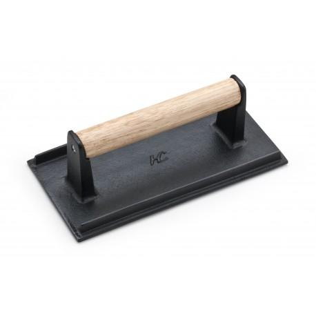 Presse aliments pour plancha Déglon - fonte avec poignée en bois anti-chaleur - 21x11 cm, 1.1 kg_0