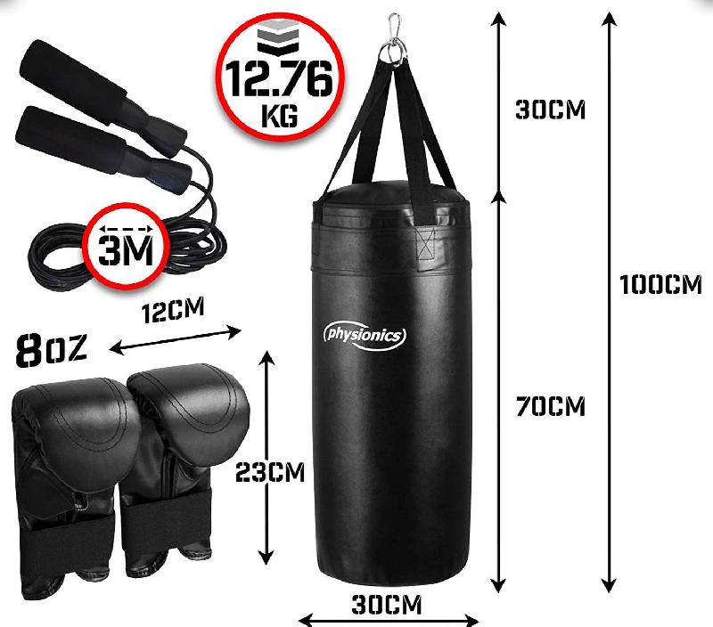 Set de boxe punching ball avec sac de frappe et gants. Hauteur