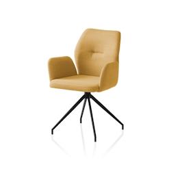 SalesFever Fauteuil | Fonction de rotation à 180° | Revêtement en tissu structuré | Cadre en métal | L 59 x P 58 x H 88 cm | jaune – noir - mul_0
