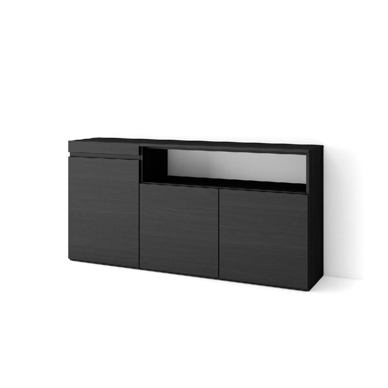 SKRAUT HOME Buffet salon et cuisine, 150x75x35cm, 3 Portes, Meuble chaussure, Noir - noir Bois manufacturé 67_5_0