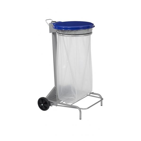 Support mobile à sac poubelle 110 litres - Collecroule Gris métal / Bleu_0