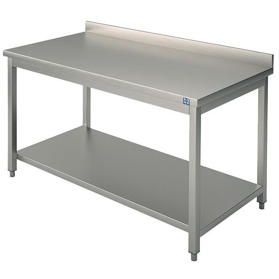 Table de travail inox adossée avec étagère - 2000x600 mm - PHCA0025_0