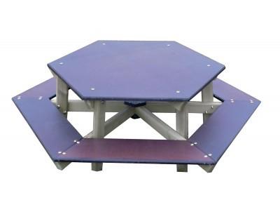 Table pique-nique enfant hexagonale - 6 personnes - Pin Nord Rouge - Autoclave classe 4_0