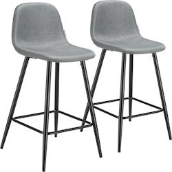 TecTake GmbH tectake Chaise de bar WILLOW rembourrée avec dossier et repose-pieds - Lot de 2 - 405860 - gris polyester 405860_0