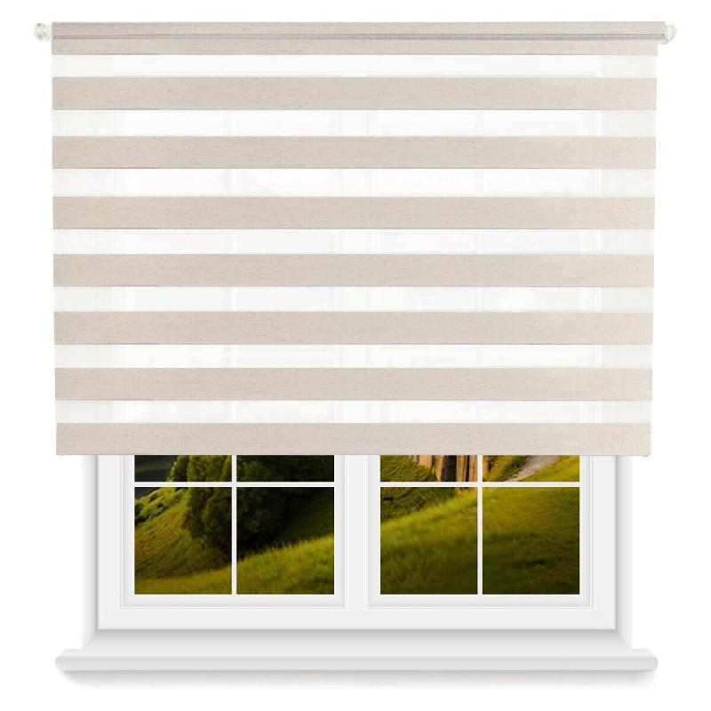 WellHome - Store enrouleur en polyester jour/nuit 100 x 250cm (largeur x hauteur) effet lin - beige polyester WH15188_0