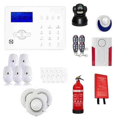 Kit d'alarme ultra sécurité - incendie - caméra IP - GSM/RTC - complet avec détecteurs, sirènes et accessoires_0